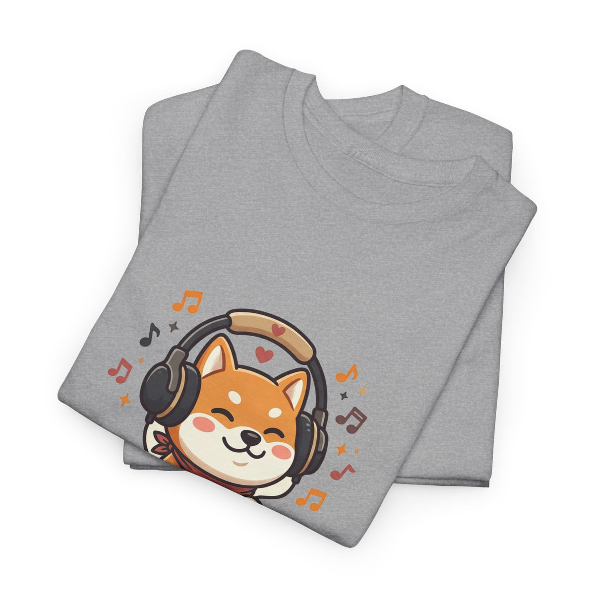 Shiba Inu Listening to Music T‑Shirt — Cute Headphone Dog Tee