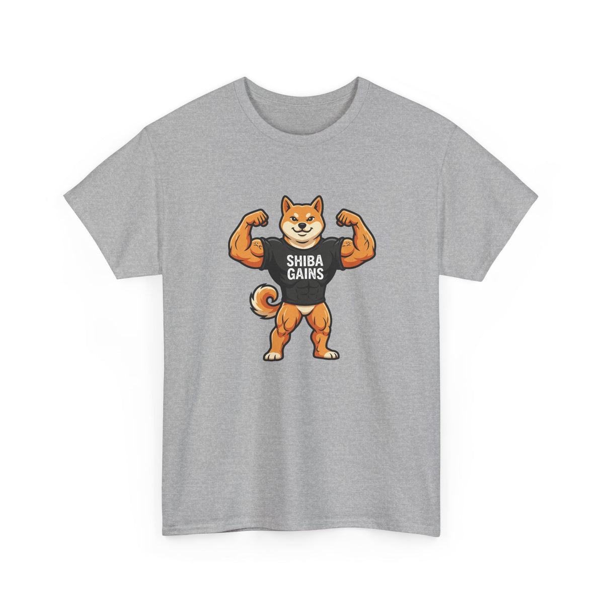 Shiba Gains Muscle Dog T-Shirt — Funny Gym Shiba Inu Tee