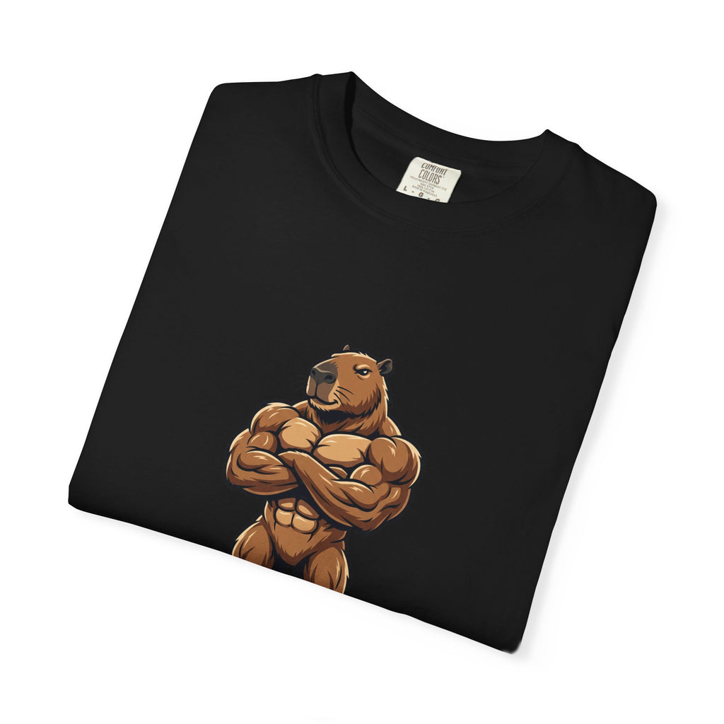 Muscle Capybara Graphic T-Shirt — Strong Capybara Illustration Tee