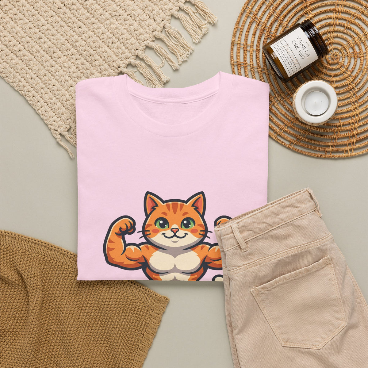 Muscle Cat T‑Shirt — Cute Bodybuilder Cat Graphic Tee