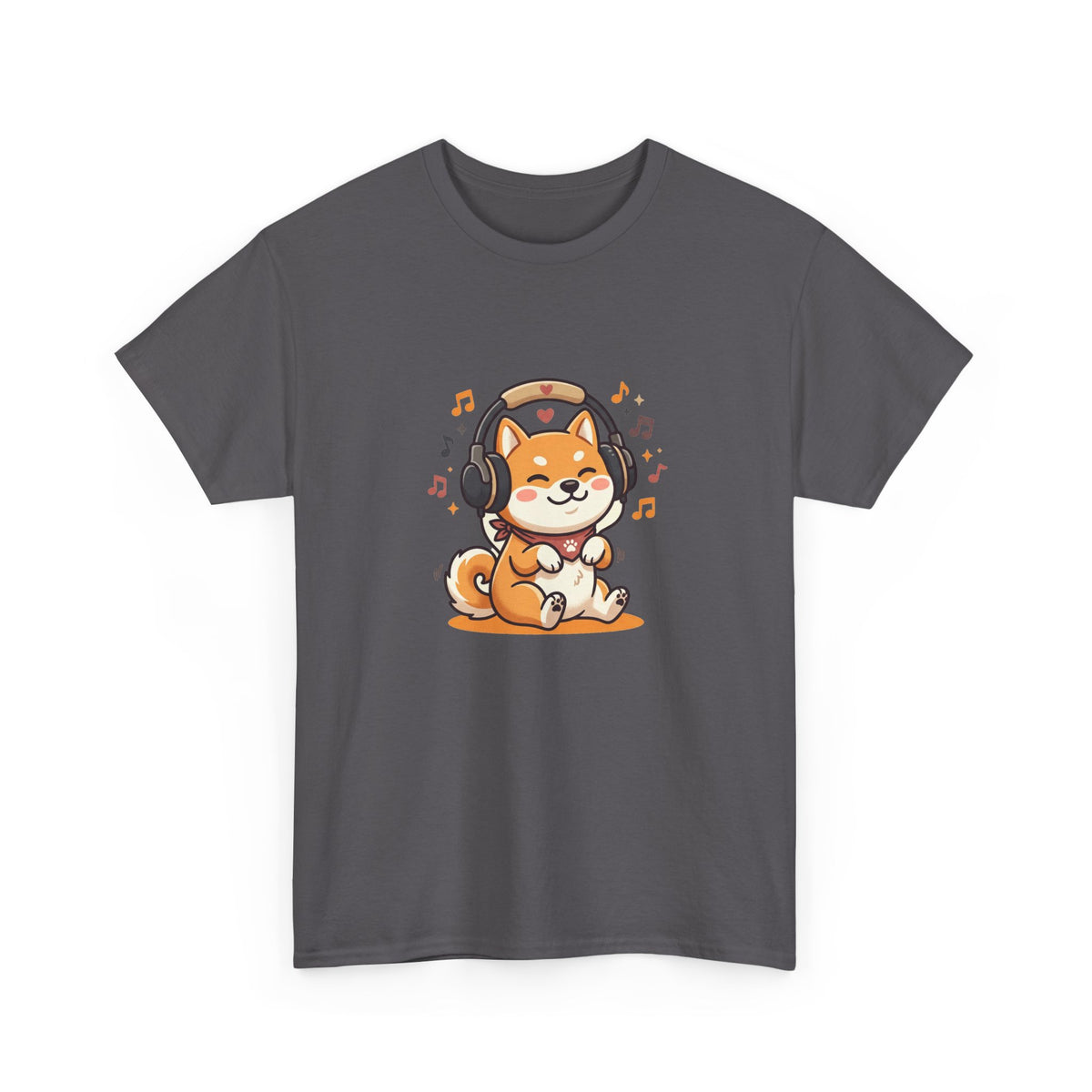 Shiba Inu Listening to Music T‑Shirt — Cute Headphone Dog Tee