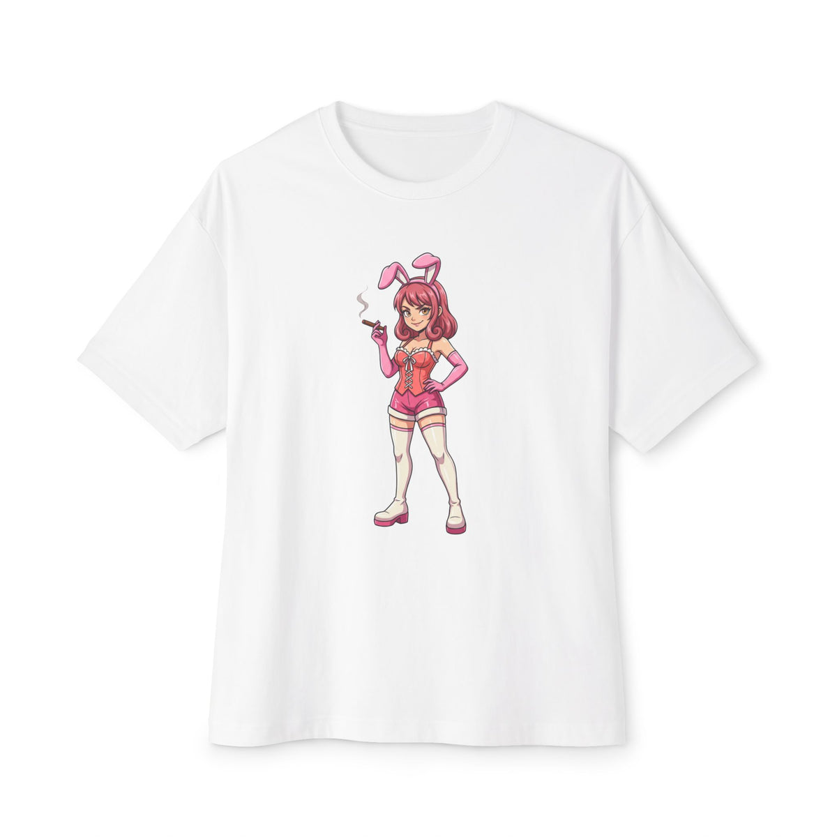 Pink Bunny Girl illustration T-Shirt | Anime Pinup Tee