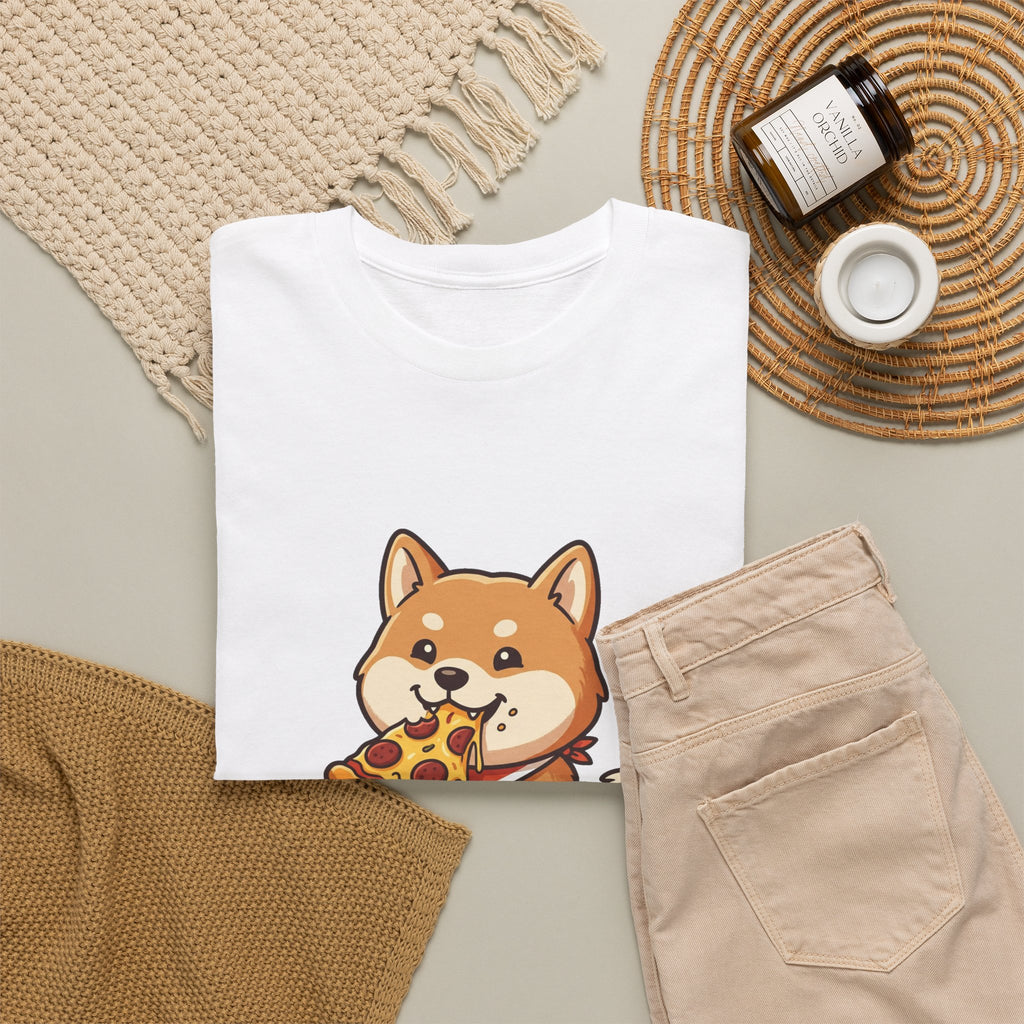 Shiba Inu Eating Pizza Unisex T‑Shirt