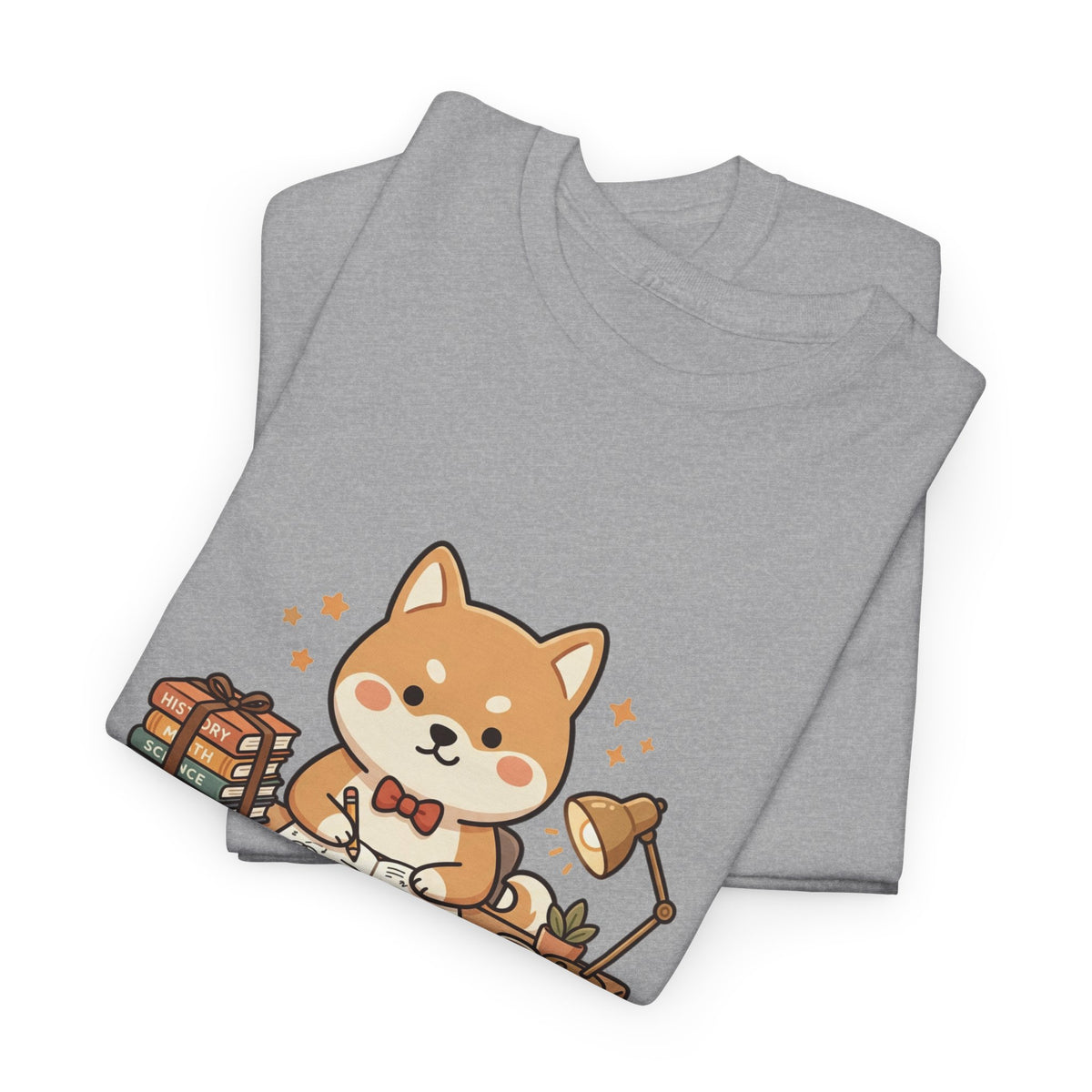 Cute Shiba Inu Study T-Shirt — Kawaii Dog at Desk Design