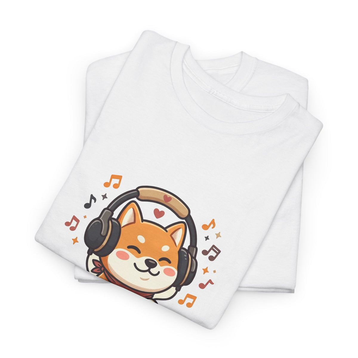Shiba Inu Listening to Music T‑Shirt — Cute Headphone Dog Tee