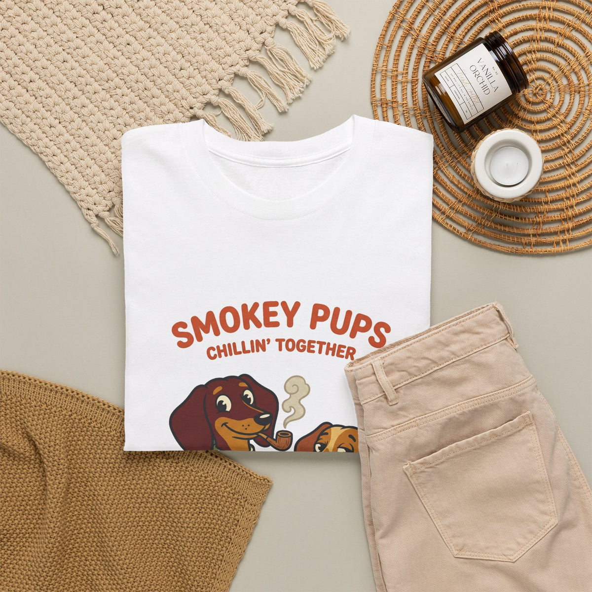 Smokey Pups T‑Shirt — 'Smokey Pups Chillin' Together' Cute Dachshund Tee