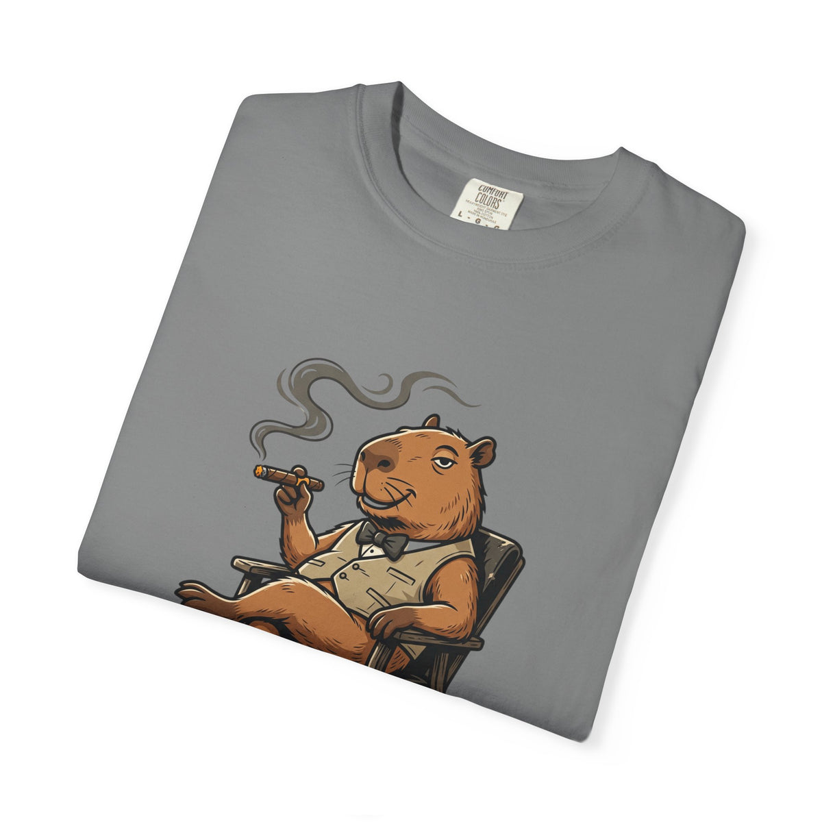 Smoking Capybara Graphic T-Shirt — Vintage Lounge Cartoon Tee