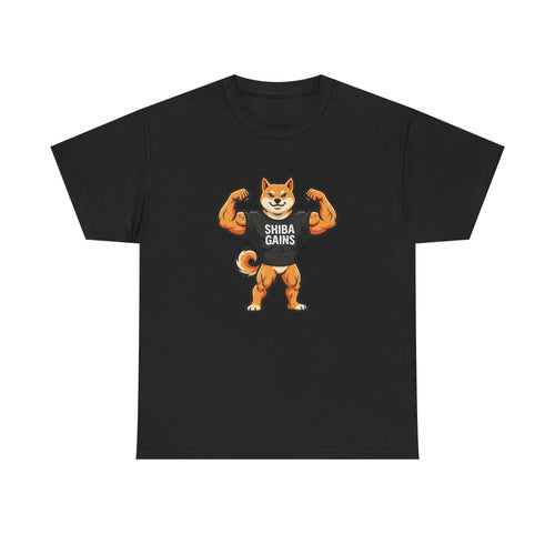 Shiba Gains Muscle Dog T-Shirt — Funny Gym Shiba Inu Tee