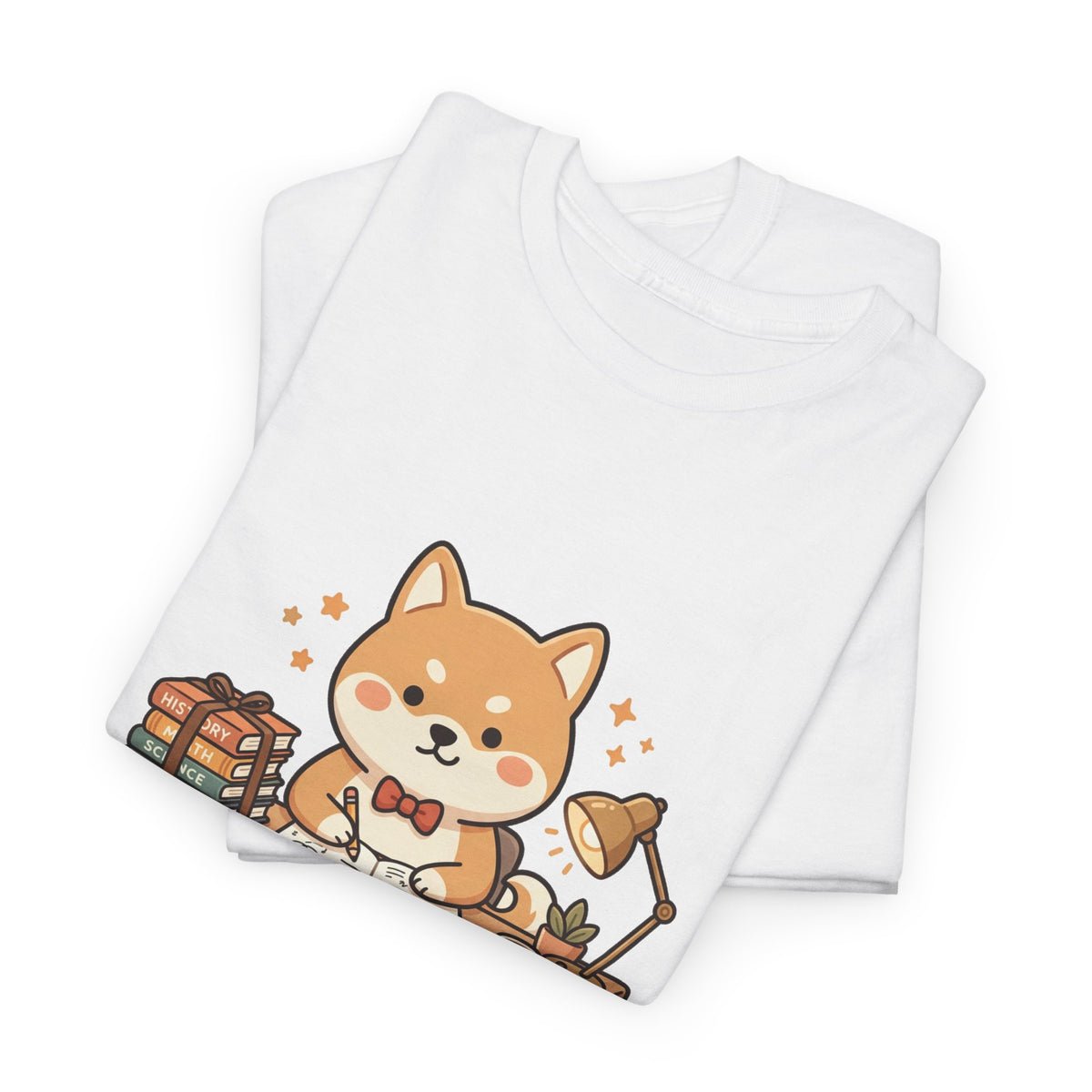 Cute Shiba Inu Study T-Shirt — Kawaii Dog at Desk Design