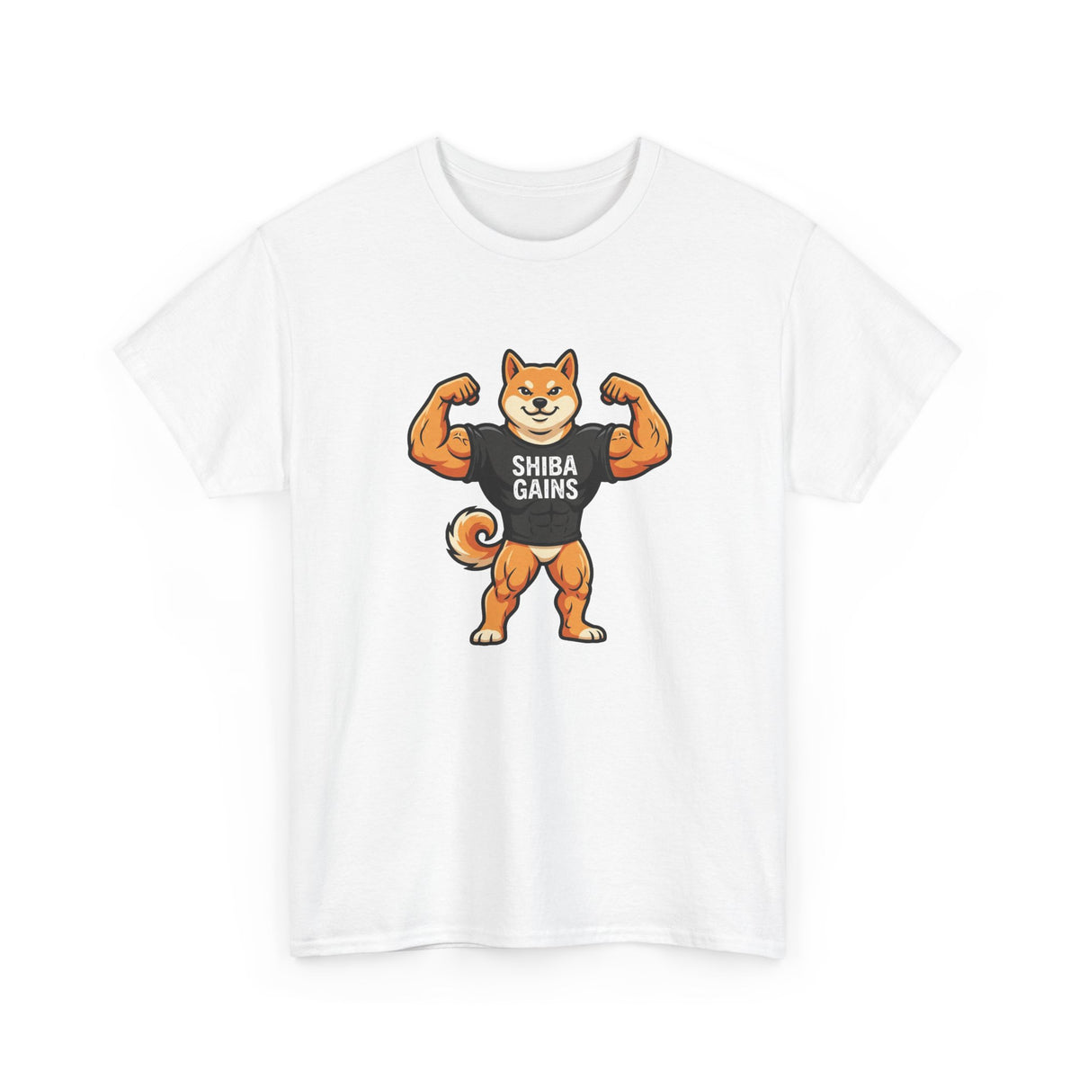 Shiba Gains Muscle Dog T-Shirt — Funny Gym Shiba Inu Tee
