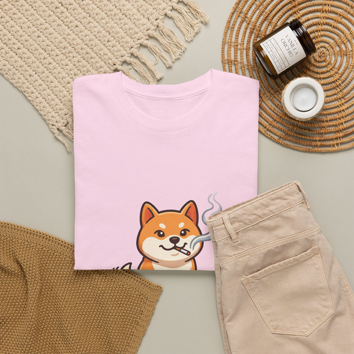 Shiba Inu Cartoon Tee — Cute Smiling Shiba Dog Graphic T-Shirt