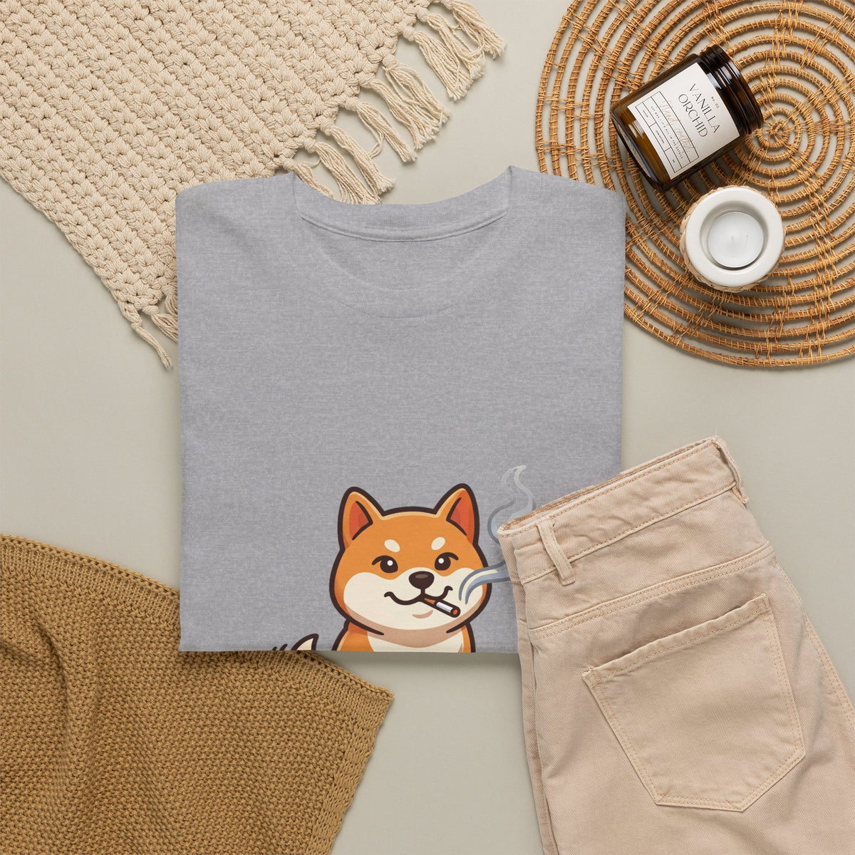 Shiba Inu Cartoon Tee — Cute Smiling Shiba Dog Graphic T-Shirt