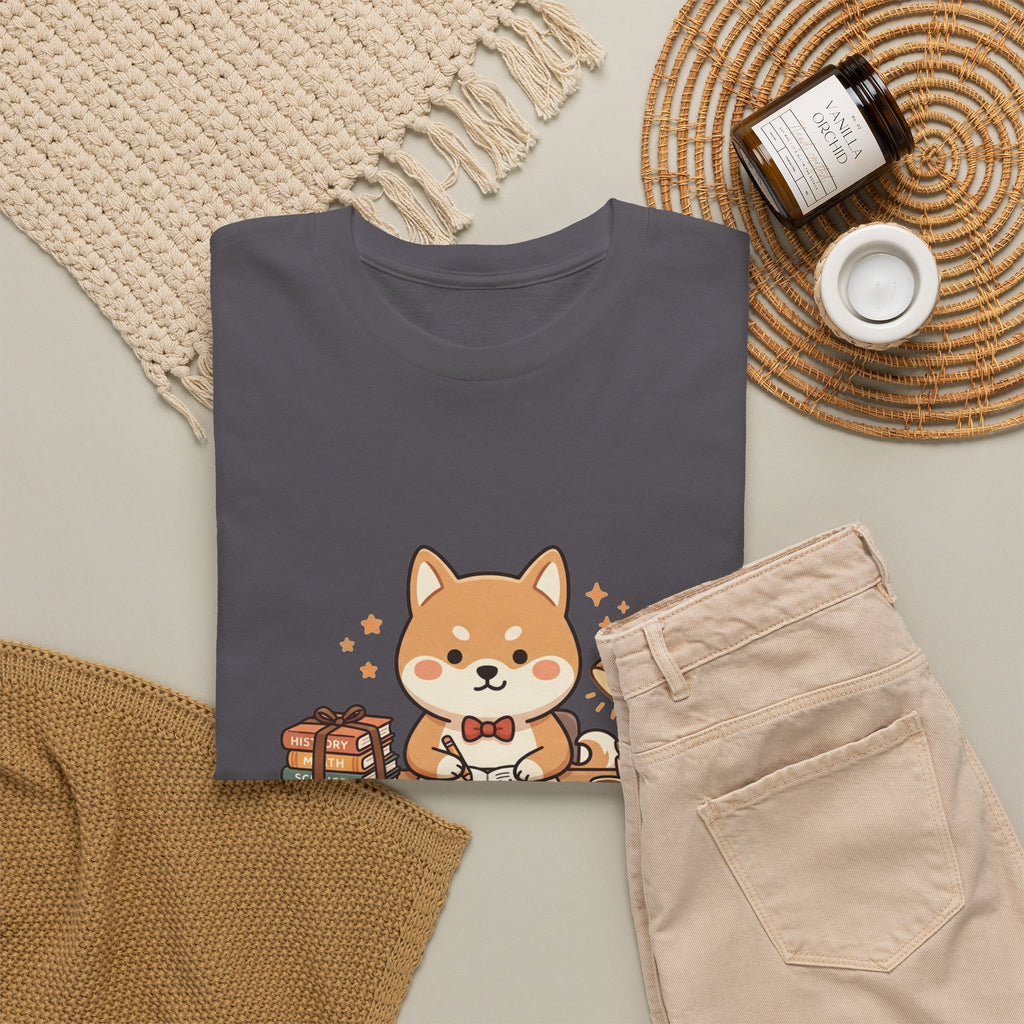 Cute Shiba Inu Study T-Shirt — Kawaii Dog at Desk Design