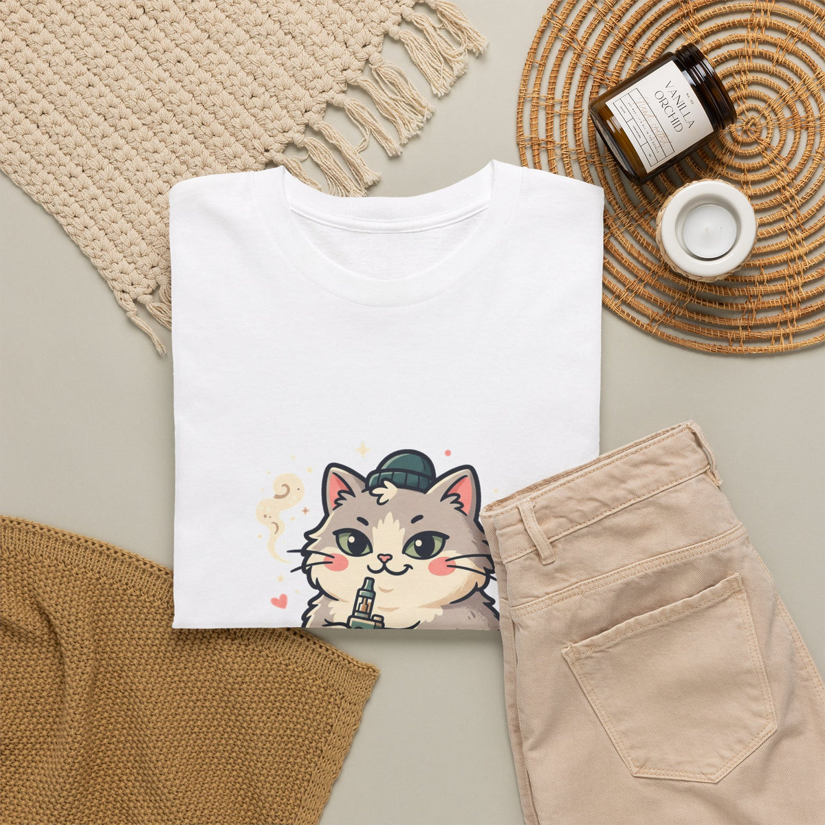 Cute Vaping Cat T-Shirt — Cute Good Luck Tee