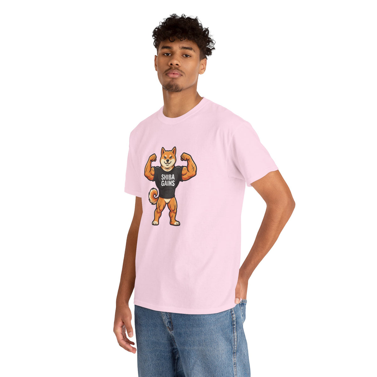 Shiba Gains Muscle Dog T-Shirt — Funny Gym Shiba Inu Tee