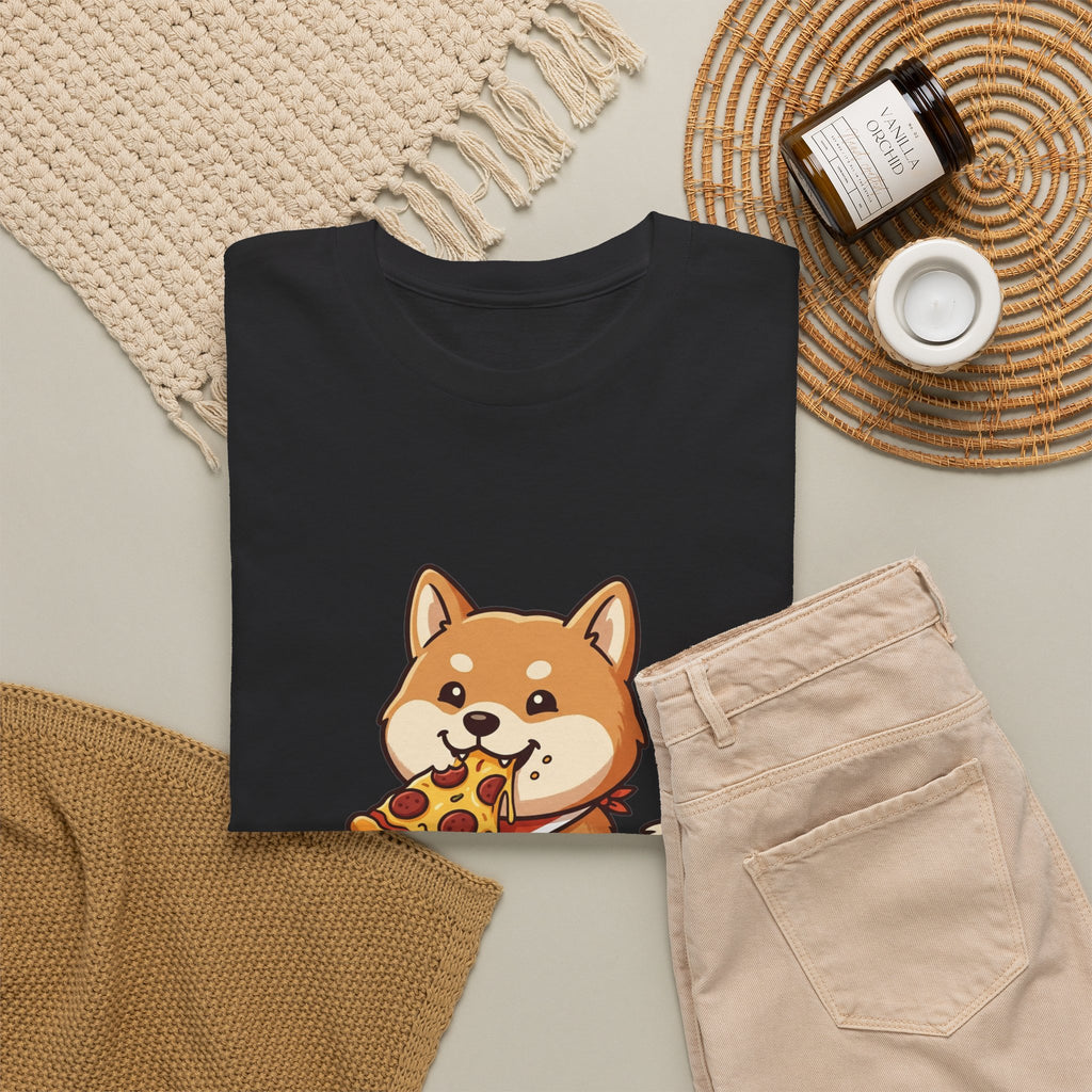 Shiba Inu Eating Pizza Unisex T‑Shirt