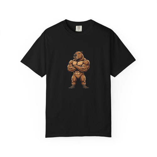 Muscle Capybara Graphic T-Shirt — Strong Capybara Illustration Tee