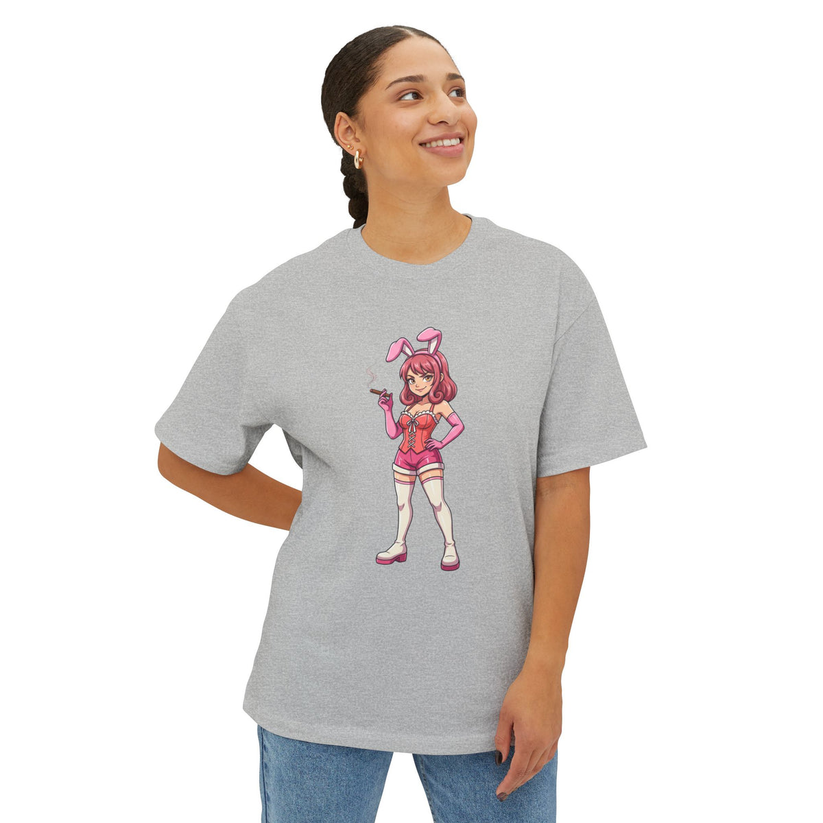 Pink Bunny Girl illustration T-Shirt | Anime Pinup Tee