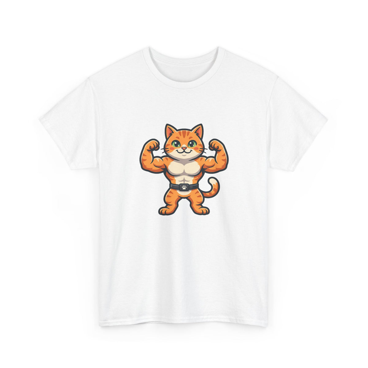 Muscle Cat T‑Shirt — Cute Bodybuilder Cat Graphic Tee