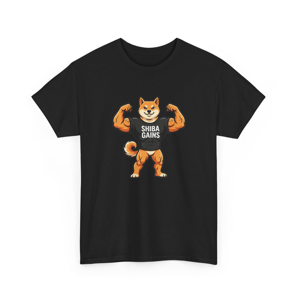 Shiba Gains Muscle Dog T-Shirt — Funny Gym Shiba Inu Tee
