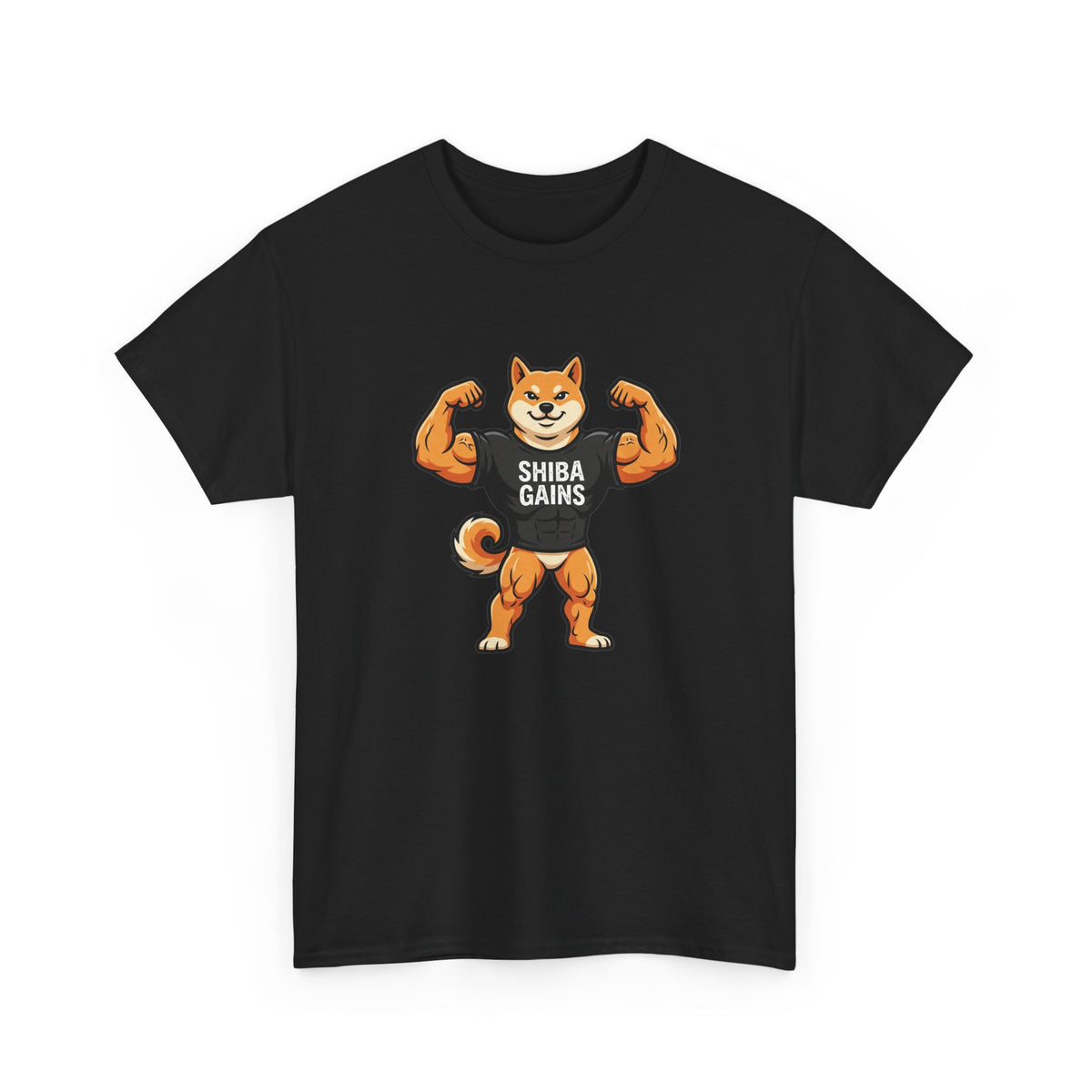 Shiba Gains Muscle Dog T-Shirt — Funny Gym Shiba Inu Tee