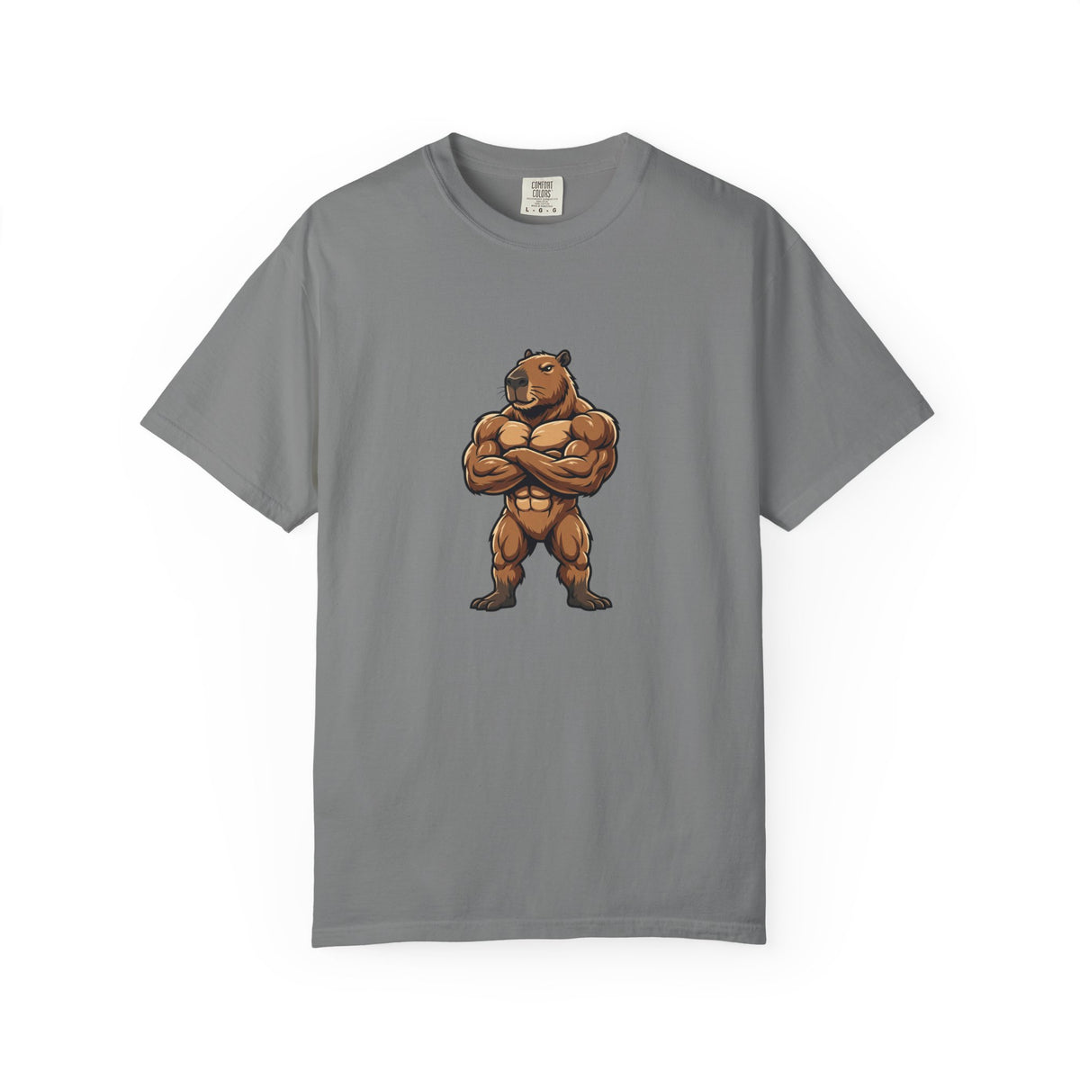 Muscle Capybara Graphic T-Shirt — Strong Capybara Illustration Tee