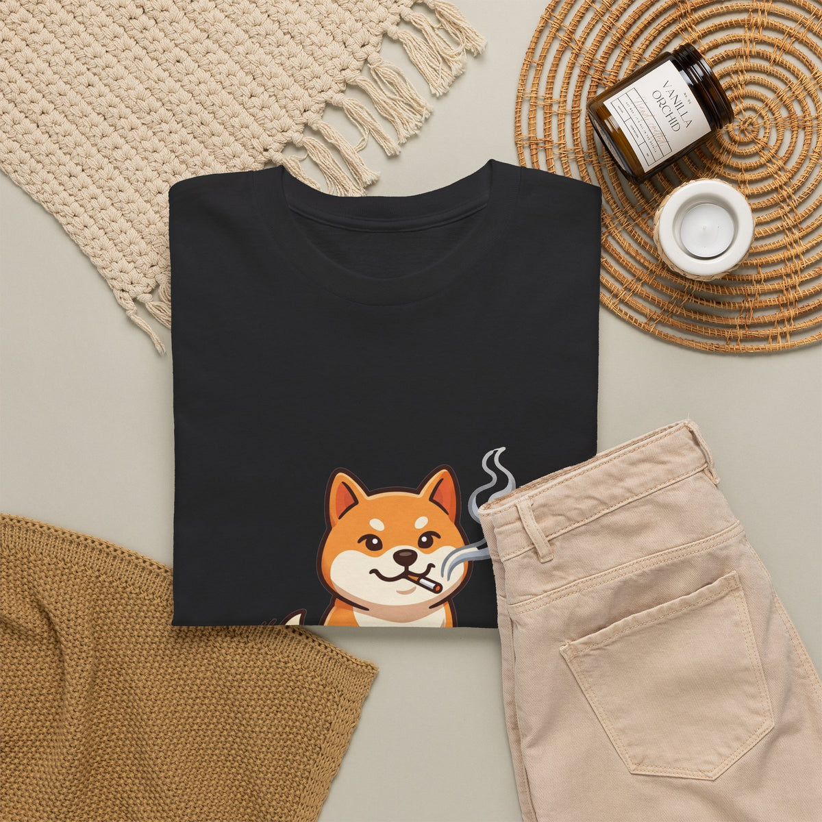 Shiba Inu Cartoon Tee — Cute Smiling Shiba Dog Graphic T-Shirt