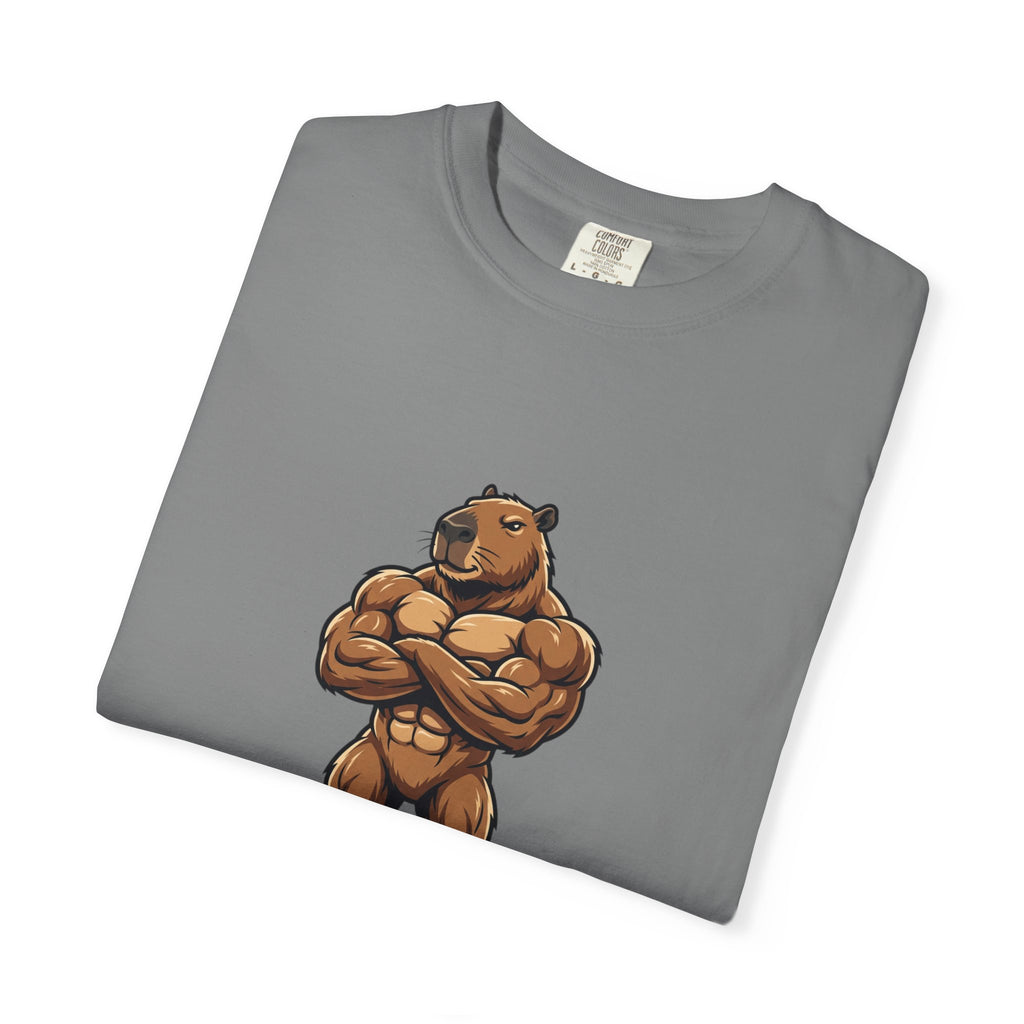 Muscle Capybara Graphic T-Shirt — Strong Capybara Illustration Tee