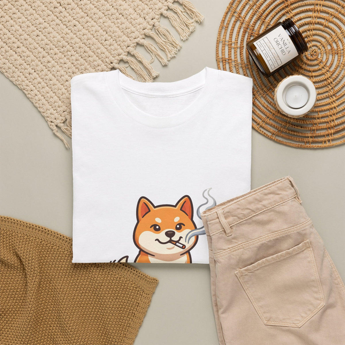 Shiba Inu Cartoon Tee — Cute Smiling Shiba Dog Graphic T-Shirt