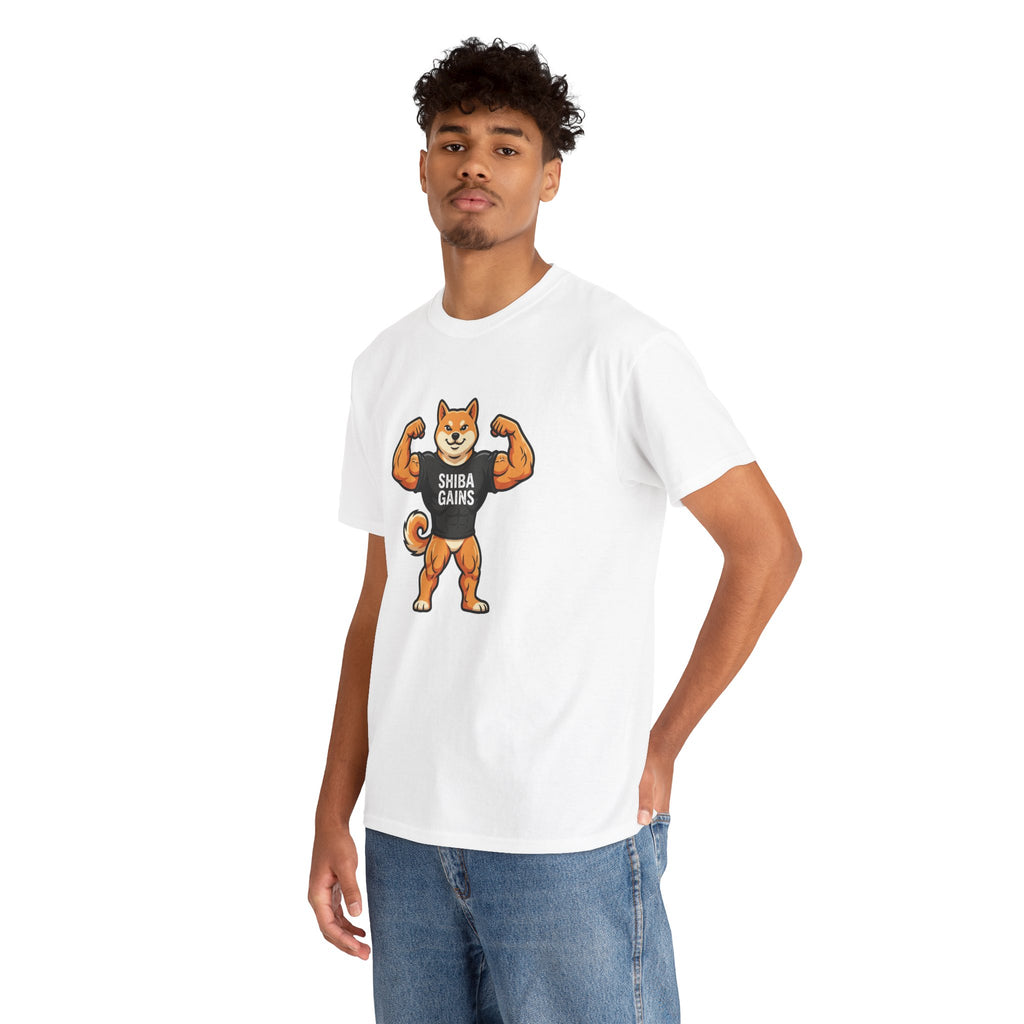 Shiba Gains Muscle Dog T-Shirt — Funny Gym Shiba Inu Tee
