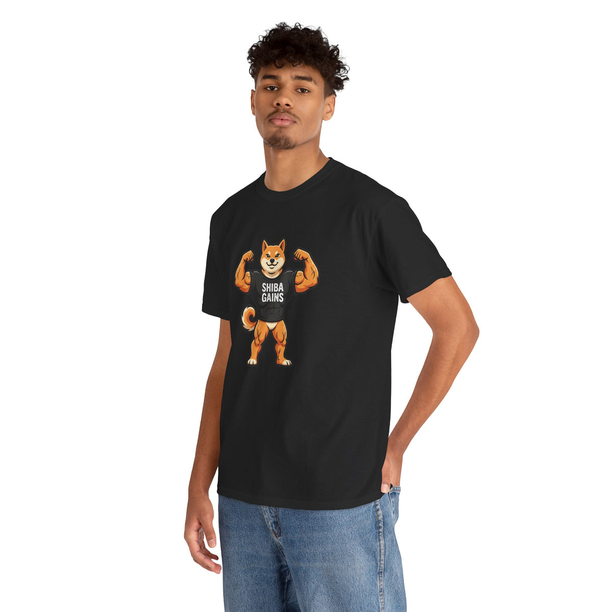 Shiba Gains Muscle Dog T-Shirt — Funny Gym Shiba Inu Tee