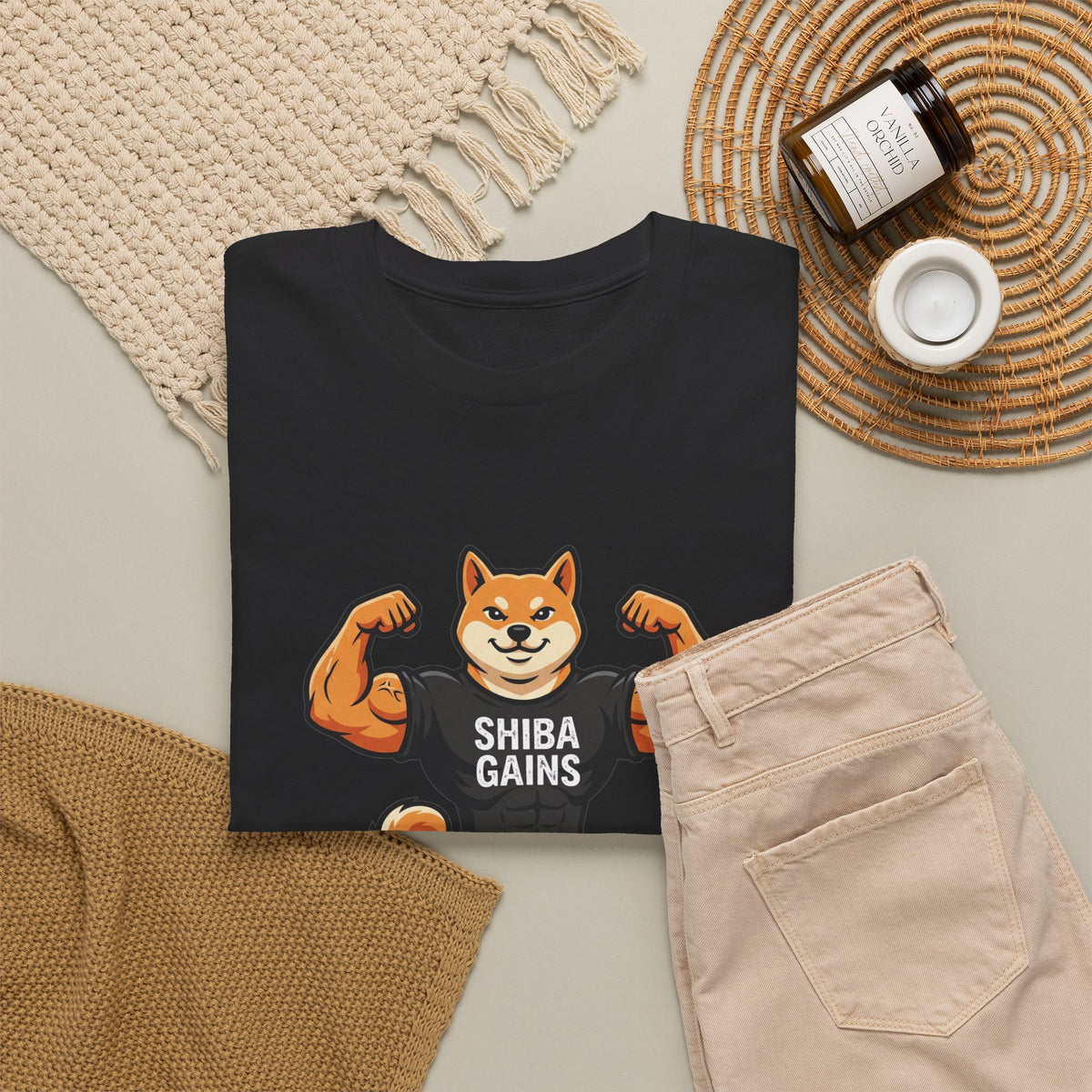 Shiba Gains Muscle Dog T-Shirt — Funny Gym Shiba Inu Tee