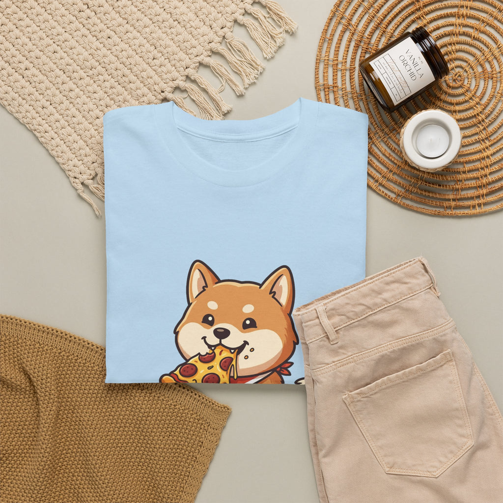 Shiba Inu Eating Pizza Unisex T‑Shirt
