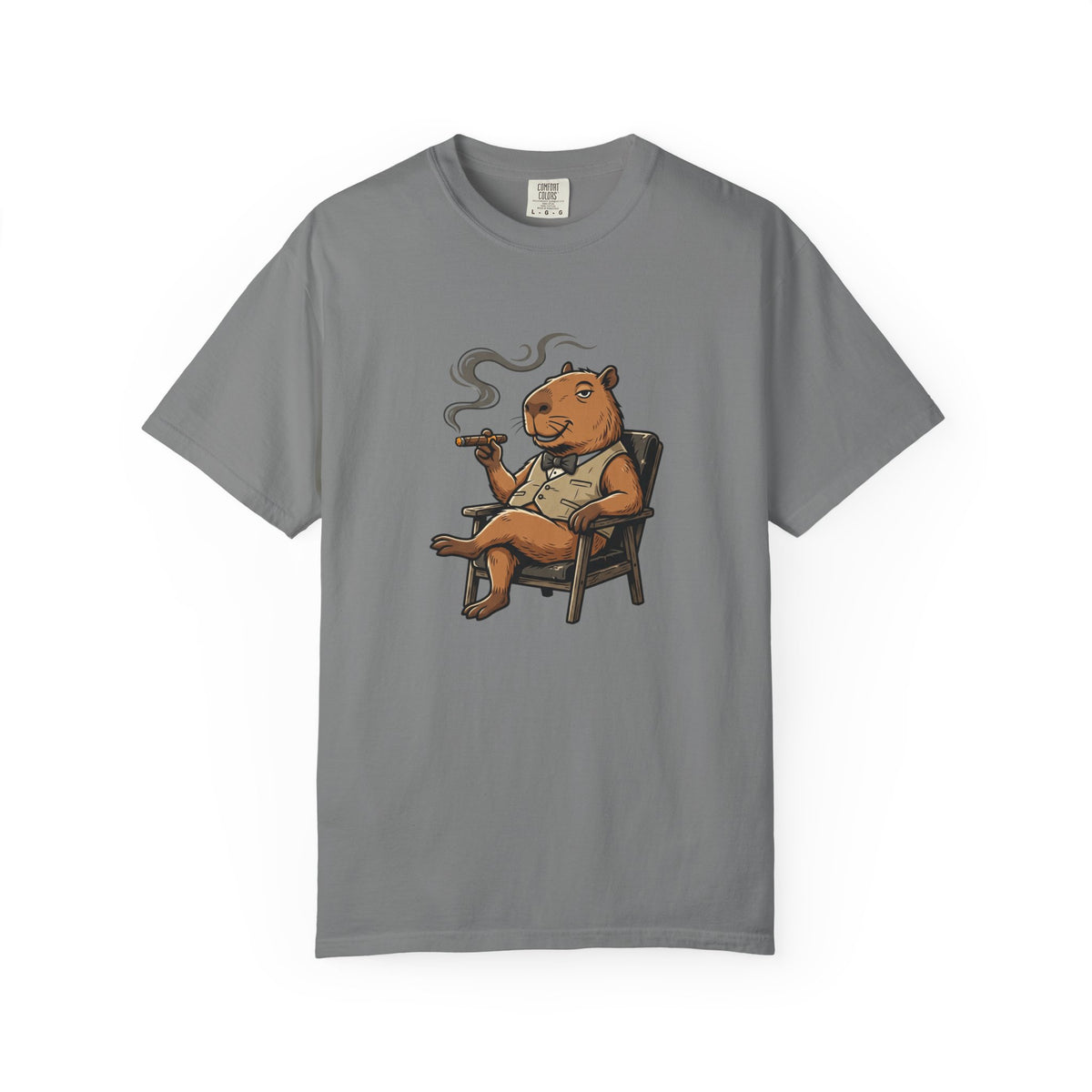 Smoking Capybara Graphic T-Shirt — Vintage Lounge Cartoon Tee