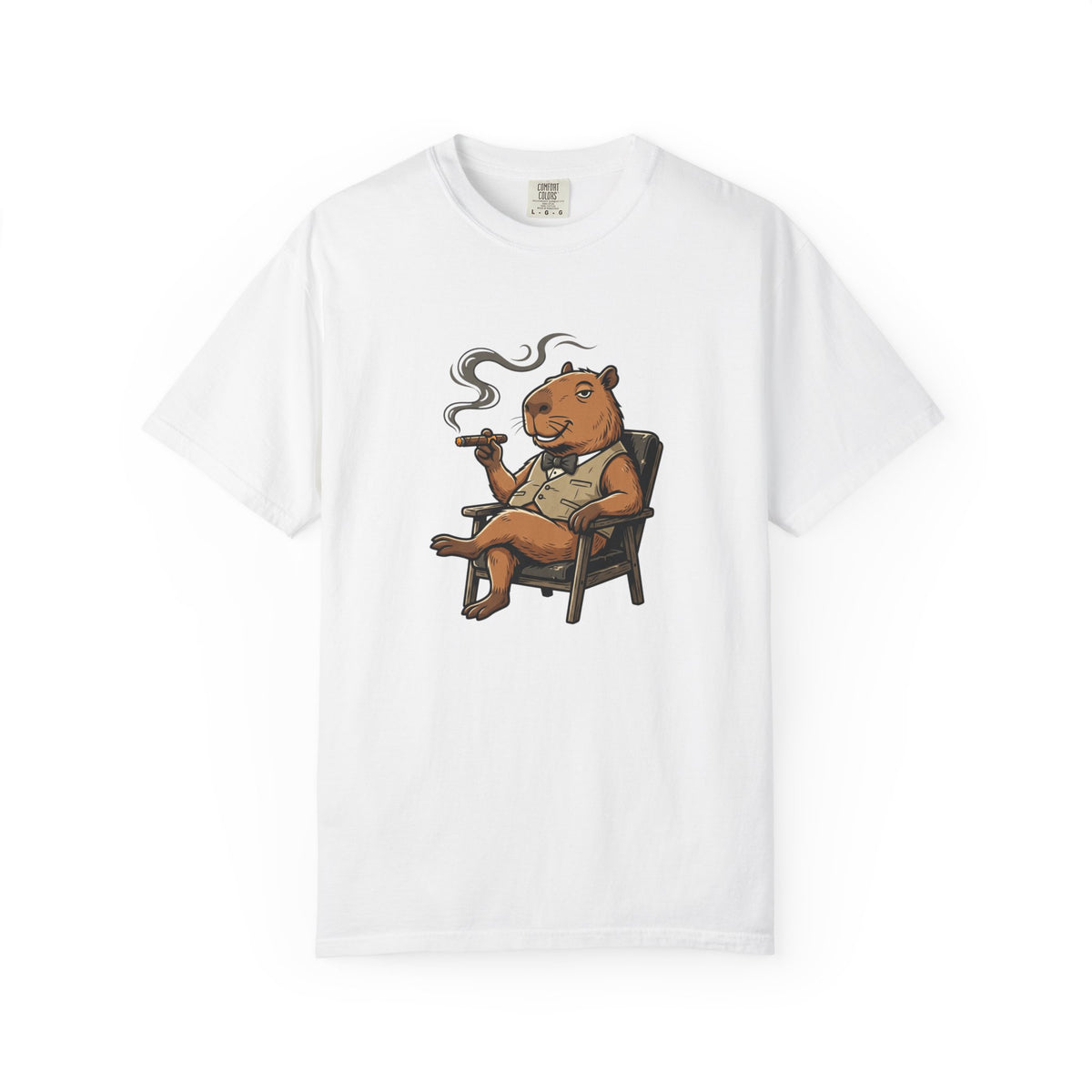 Smoking Capybara Graphic T-Shirt — Vintage Lounge Cartoon Tee