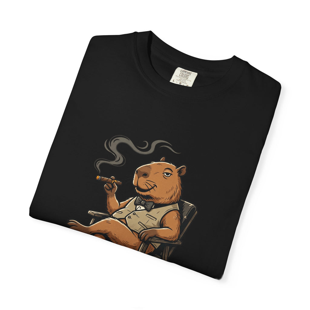 Smoking Capybara Graphic T-Shirt — Vintage Lounge Cartoon Tee