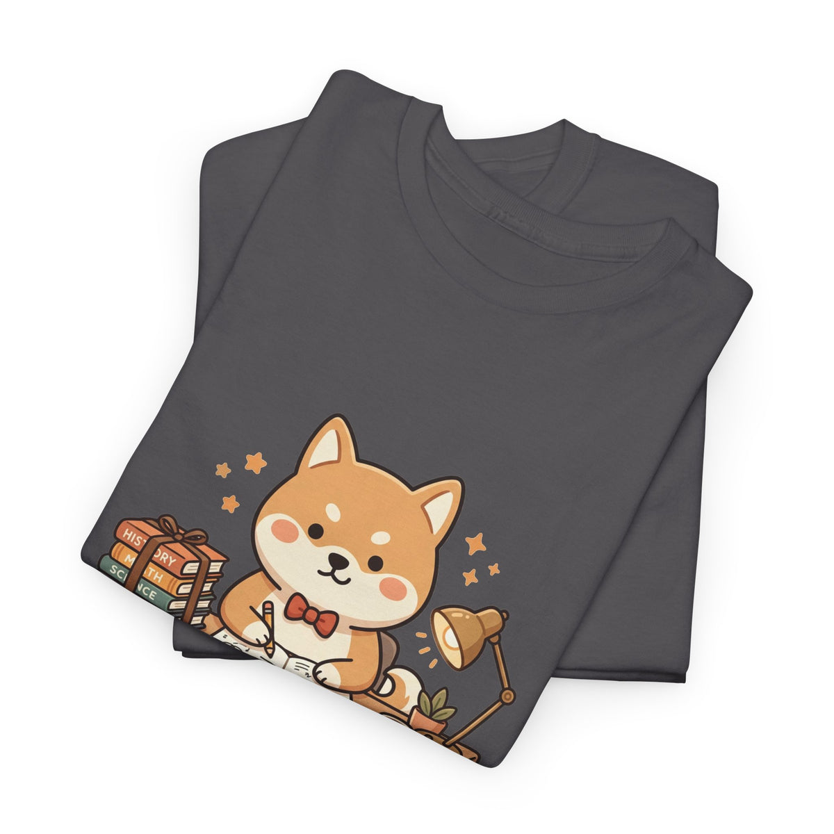 Cute Shiba Inu Study T-Shirt — Kawaii Dog at Desk Design