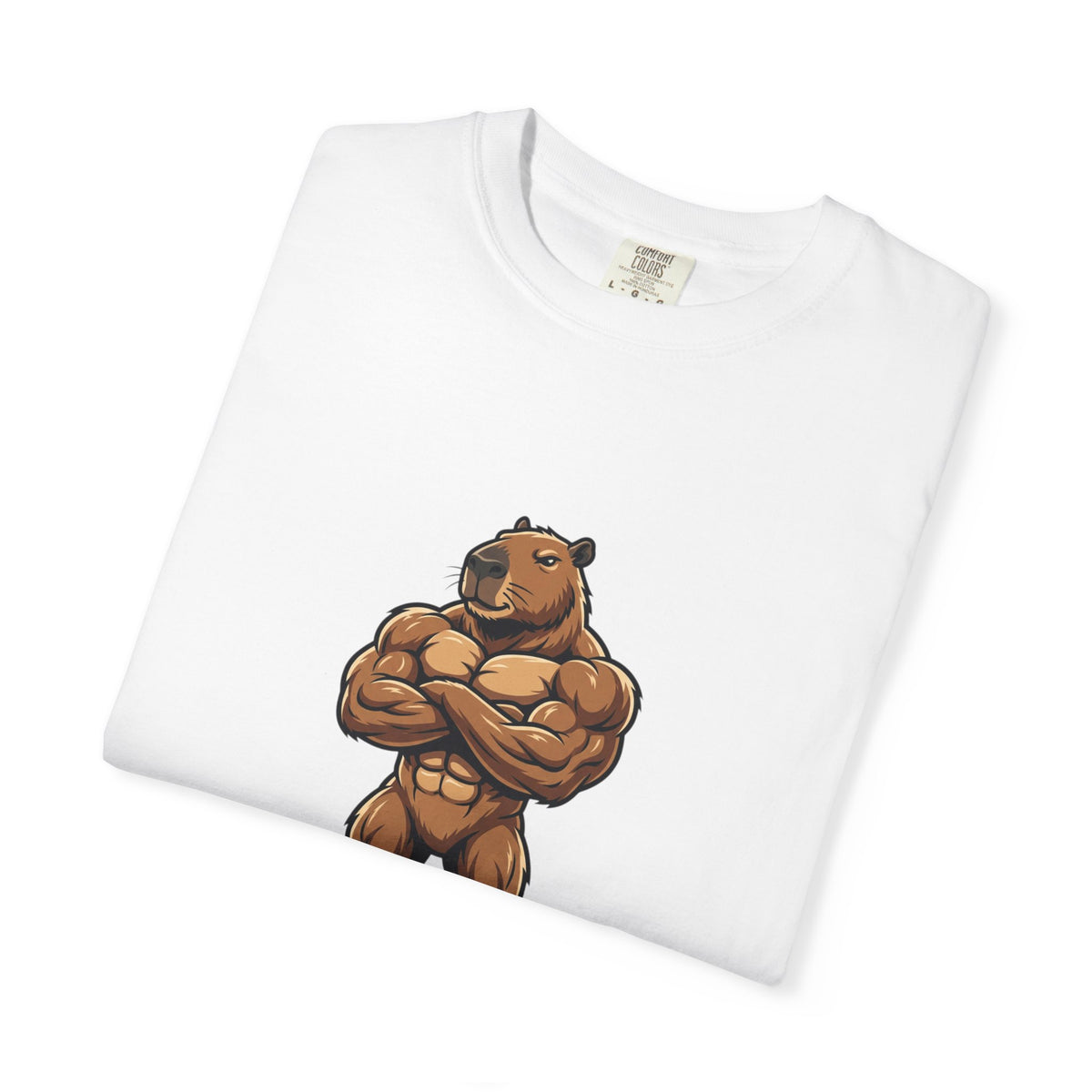 Muscle Capybara Graphic T-Shirt — Strong Capybara Illustration Tee