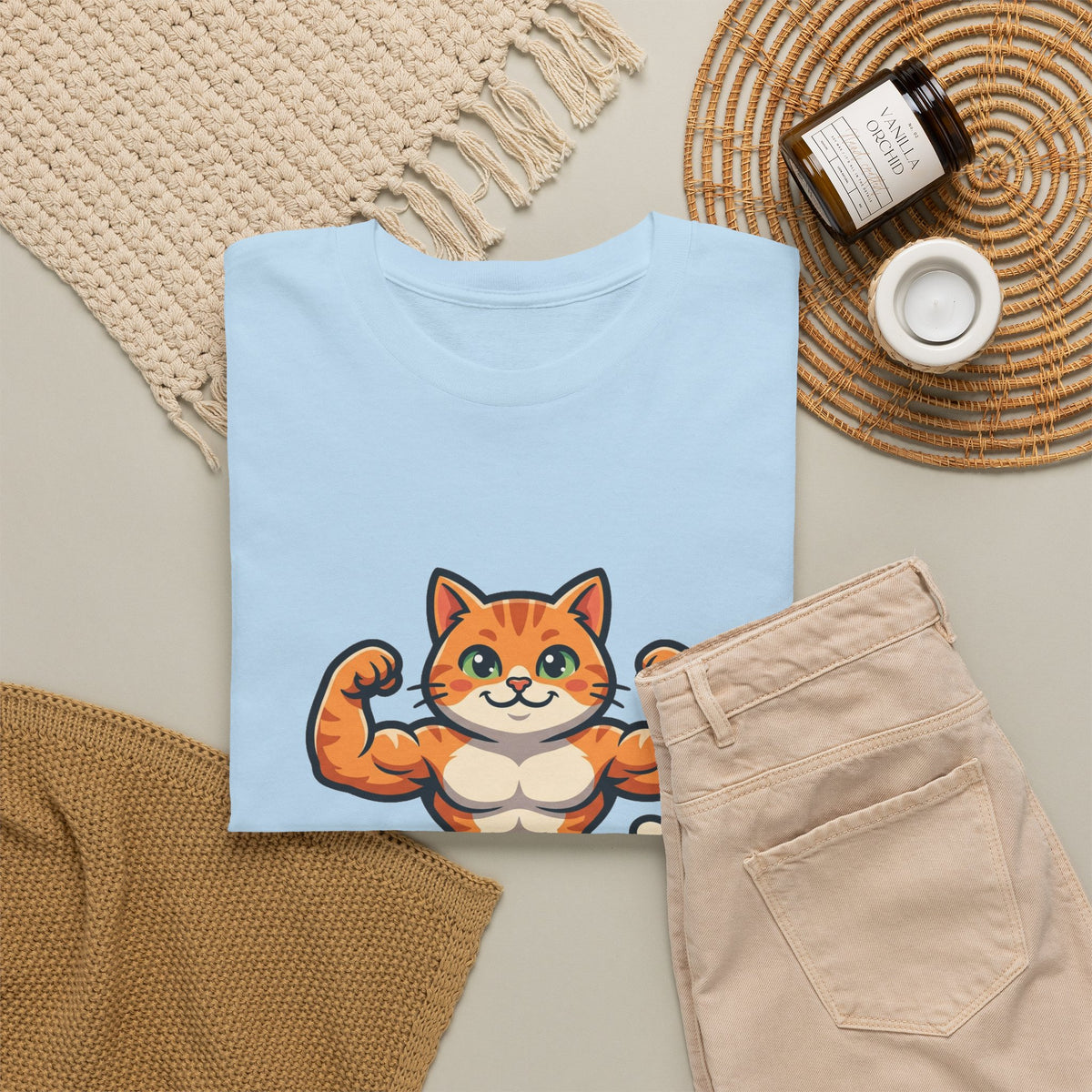 Muscle Cat T‑Shirt — Cute Bodybuilder Cat Graphic Tee