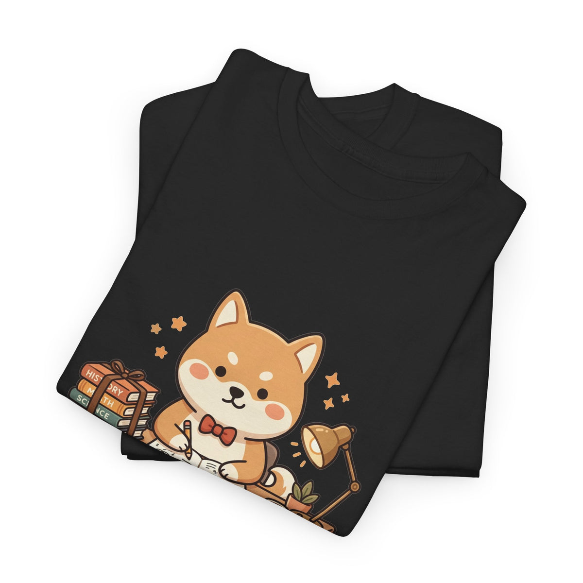 Cute Shiba Inu Study T-Shirt — Kawaii Dog at Desk Design