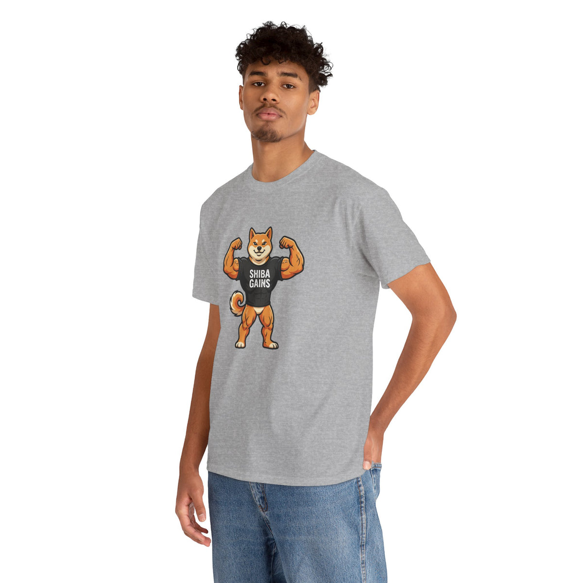 Shiba Gains Muscle Dog T-Shirt — Funny Gym Shiba Inu Tee