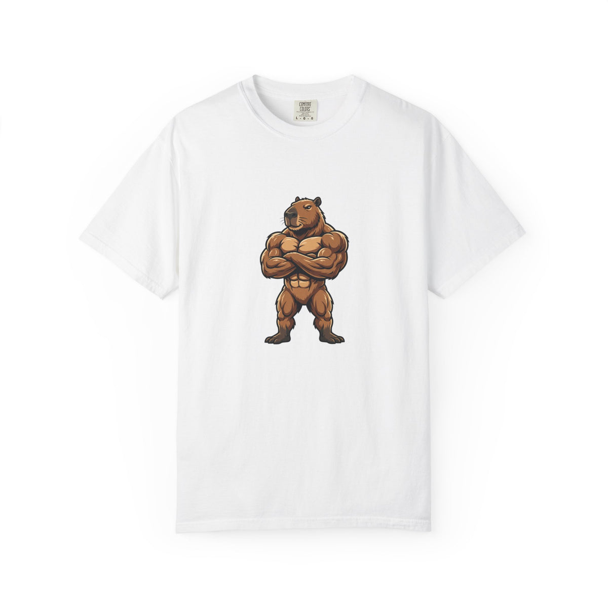 Muscle Capybara Graphic T-Shirt — Strong Capybara Illustration Tee