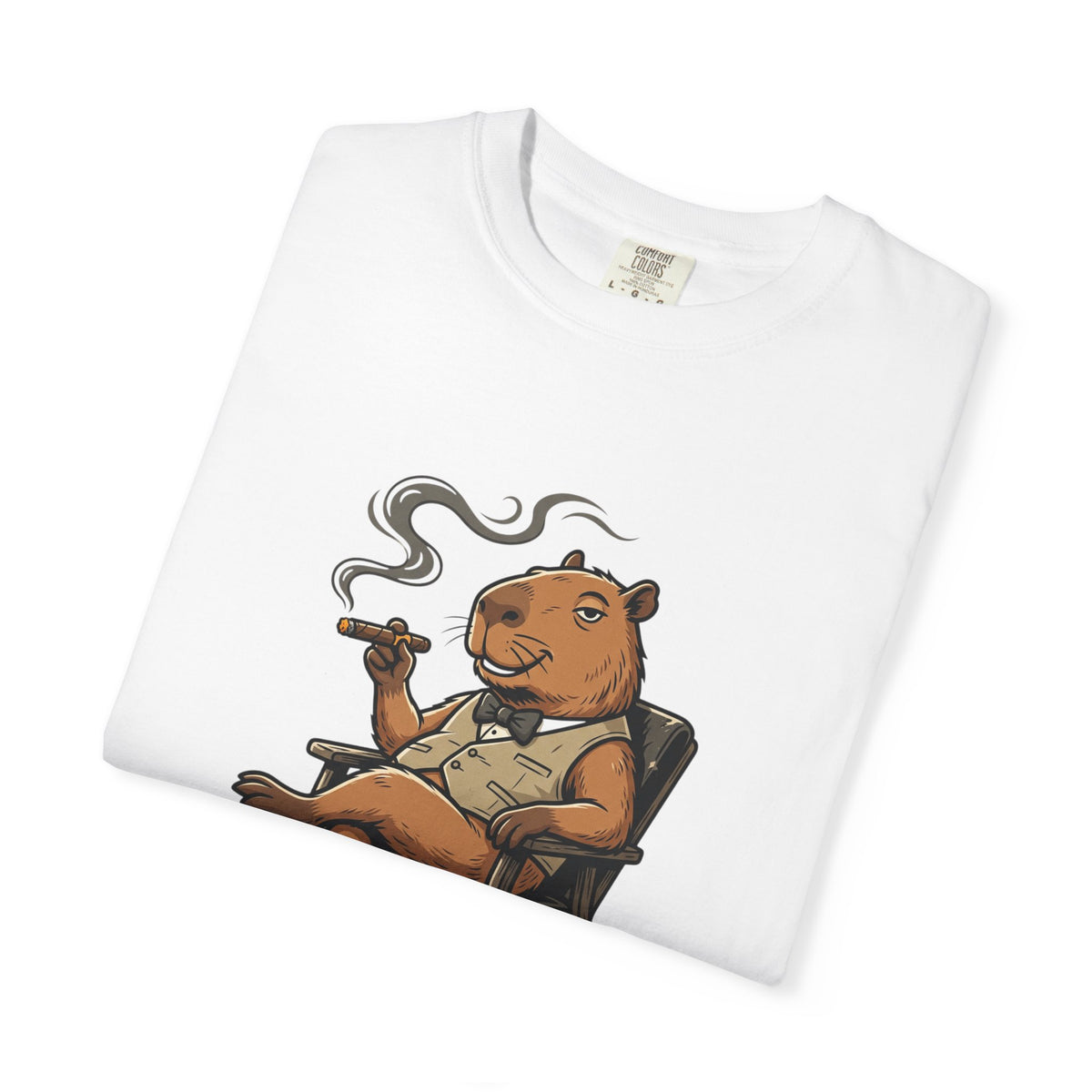 Smoking Capybara Graphic T-Shirt — Vintage Lounge Cartoon Tee