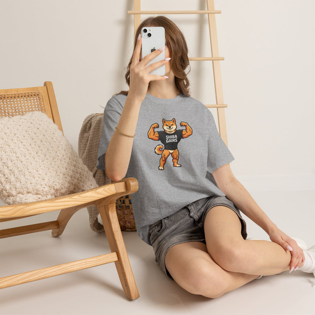 Shiba Gains Muscle Dog T-Shirt — Funny Gym Shiba Inu Tee