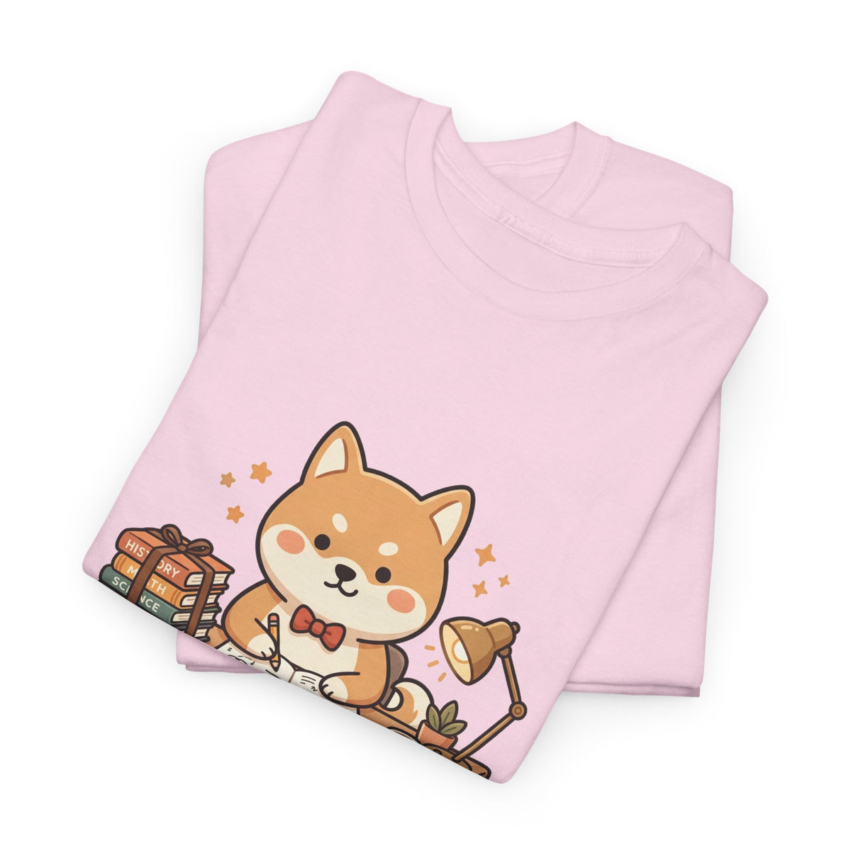 Cute Shiba Inu Study T-Shirt — Kawaii Dog at Desk Design